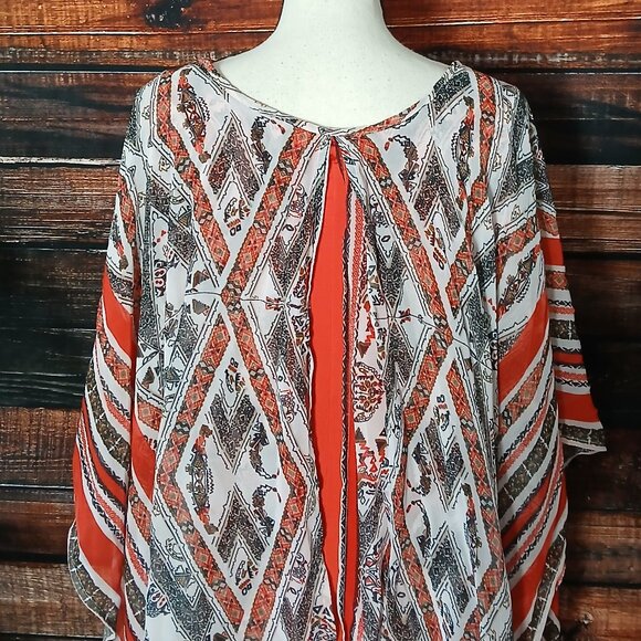 Cato Top Plus Size 18 20W Handkerchief Hem Kaftan Sheer Tank Liner Split Back - Picture 5 of 8